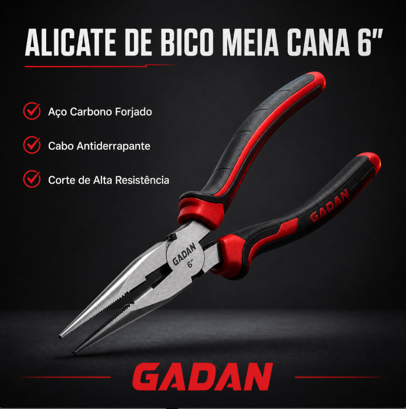 ALICATE DE BICO MEIA CANA 6" - GADAN