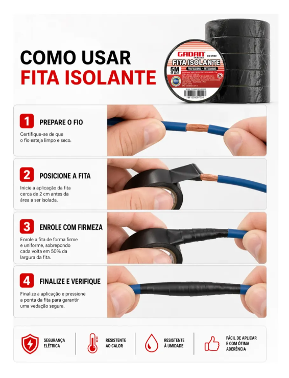 FITA ISOLANTE 5M x 17MM - GADAN