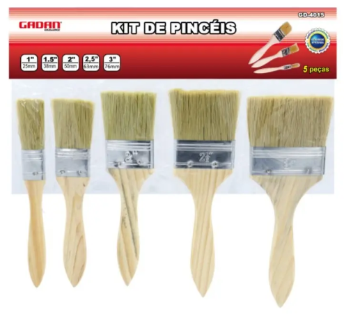 KIT PINCEL COM 5 PEÇAS - GADAN