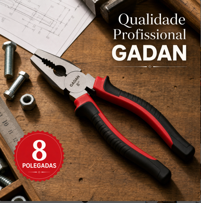 ALICATE UNIVERSAL 8" POLIDO PROFISSIONAL - GADAN