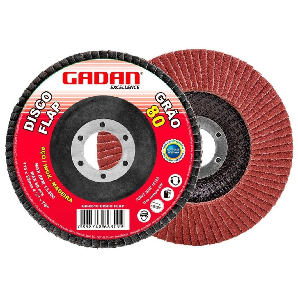 DISCO FLAP 4-1/2" GRÃO 80 -GADAN