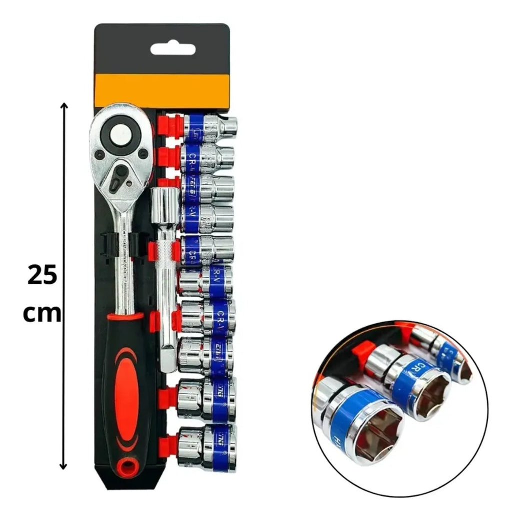 CATRACA REVERSÍVEL 1/2" 8 A 24MM COM 12 PEÇAS PROFISSIONAL-GADAN