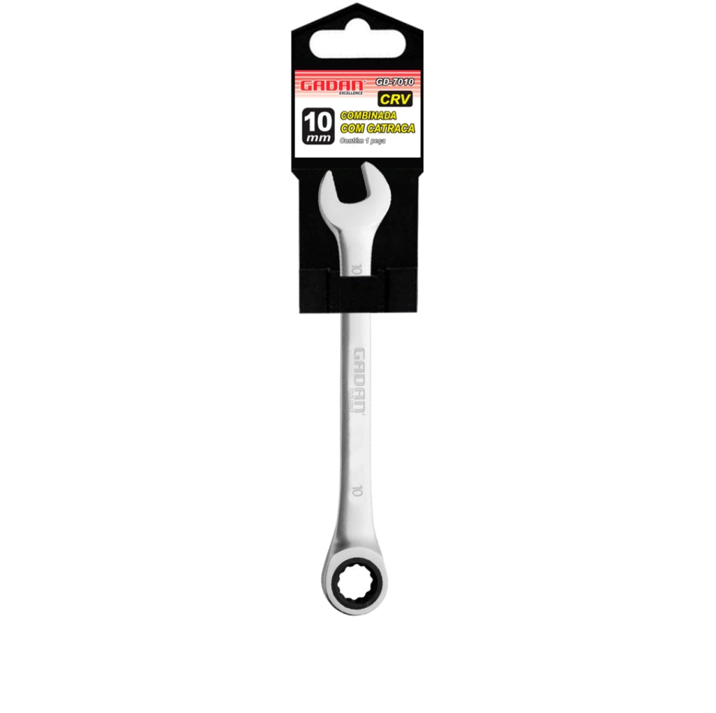 CHAVE COMBINADA COM CATRACA 10MM CROMADA PROFISSIONAL -GADAN