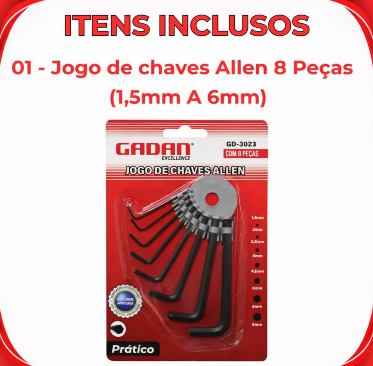 KIT CHAVE ALLEN C/ 8 PEÇAS - GADAN