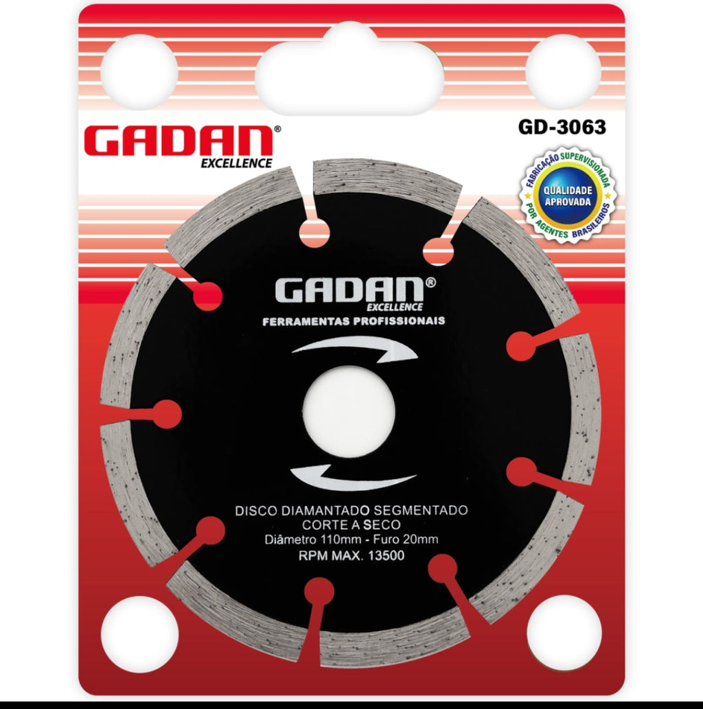 DISCO DE CORTE 4" DIAMANTADO SEGMENTADO A SECO MÁRMORE - GADAN