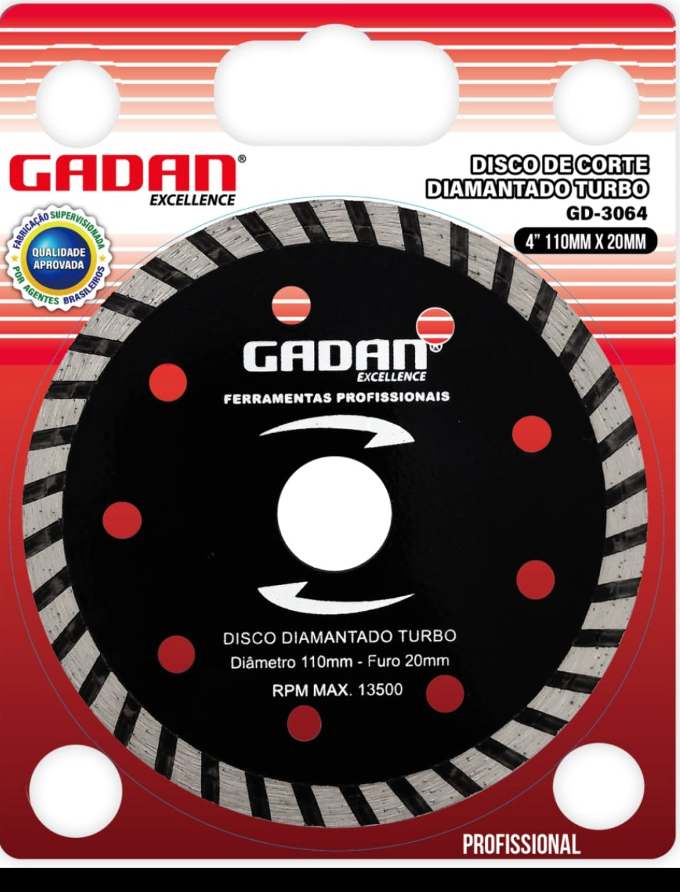 DISCO DE CORTE 4" DIAMANTADO TURBO - GADAN