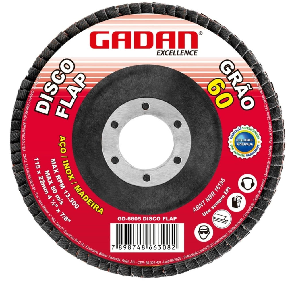 DISCO FLAP 4-1/2" GRÃO 60   GADAN