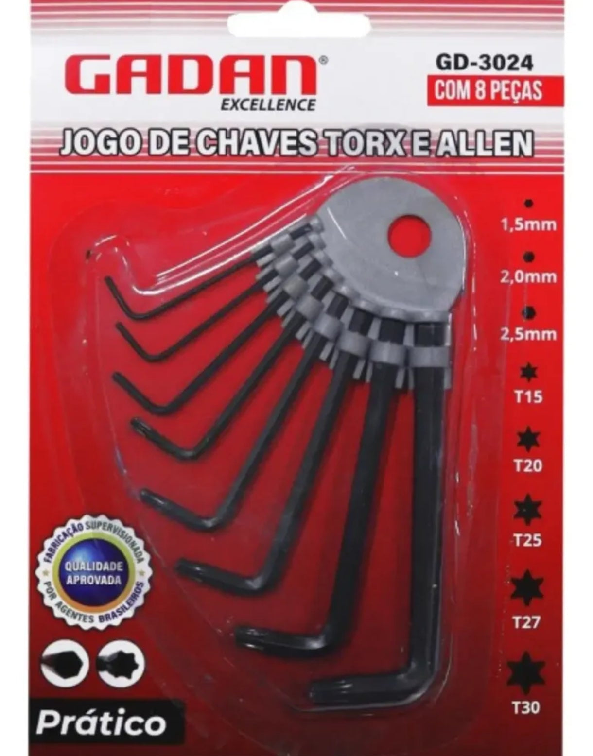 KIT CHAVE TORX & ALLEN C/ 8 PEÇAS - GADAN