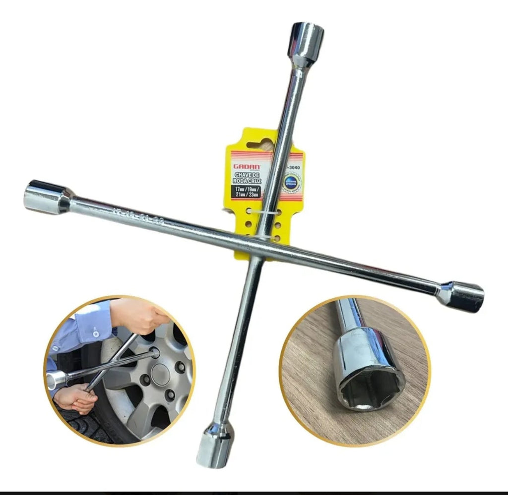 CHAVE DE RODA TIPO CRUZ 4 BOCAS 17 X 19 X 21 X 23MM-GADAN