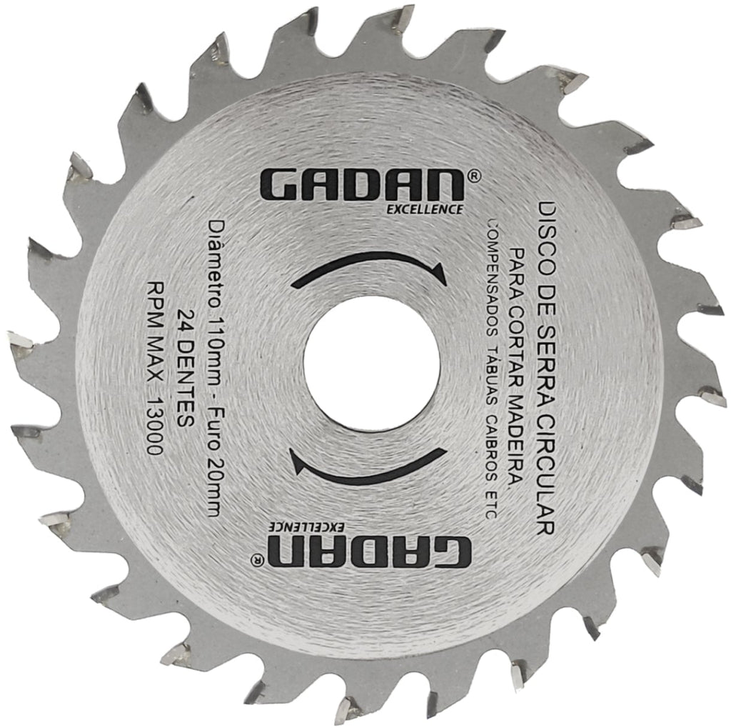 DISCO DE CORTE 4" 24 DENTES PARA MADEIRA - GADAN