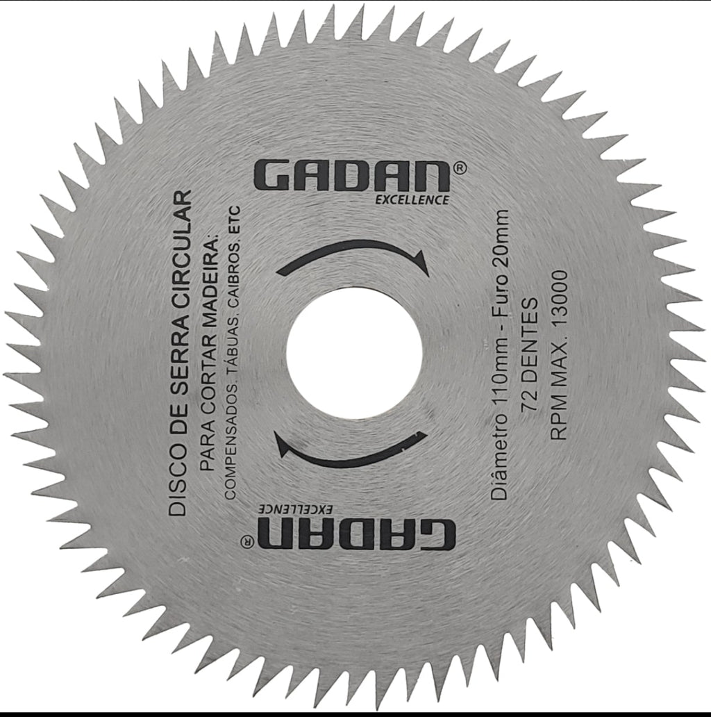 DISCO DE CORTE 4" 72 DENTES PARA MADEIRA - GADAN