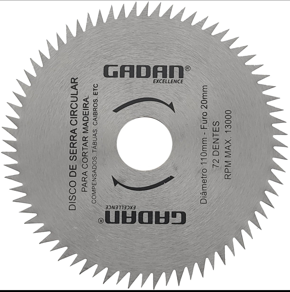 DISCO DE CORTE 4" 72 DENTES PARA MADEIRA - GADAN