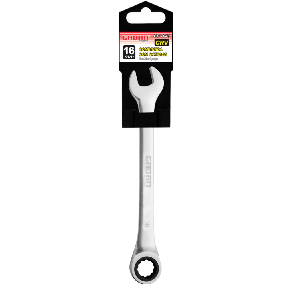 CHAVE COMBINADA COM CATRACA 16MM CROMADA PROFISSIONAL -GADAN
